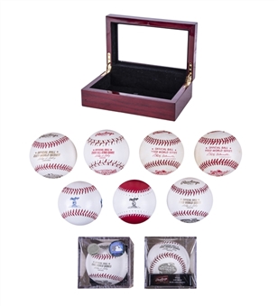 Lot of (9) All-Star Game & World Series Baseballs From Various Years & Ring Presentation Box From Gene Autry Collection (Autry LOA)